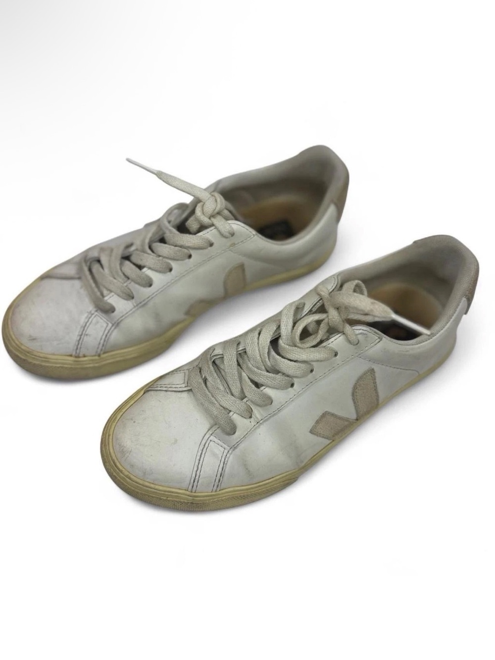 Veja Esplar Low Top Leather Sneakers White Cream Sneakers Women Size 7 EU 38